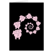 Spiral of Pink Elephants. Cartoon. Greeting Cards