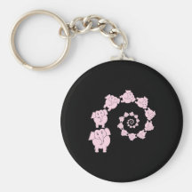 Spiral of Pink Elephants. Cartoon. Keychains
