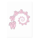 Spiral of Pink Elephants. Fun Cartoon. Business Card Template