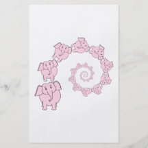 Spiral of Pink Elephants. Fun Cartoon. Flyer