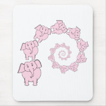 Spiral of Pink Elephants. Fun Cartoon. Mouse Mats