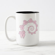 Spiral of Pink Elephants. Fun Cartoon. Mugs