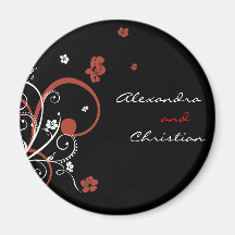 Spirals & Flowers Wedding Save The Date 2 Refrigerator Magnets