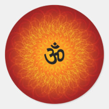 Spiritual Om On Mandala Round Stickers