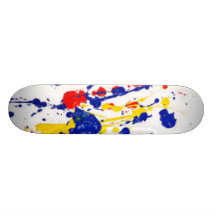 splatter red blue yellow deck custom skate board