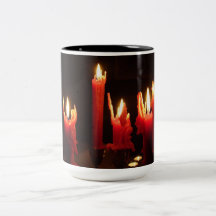 Spooky candles in the dark mug