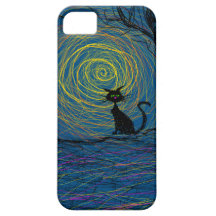 spooky cat in woods iPhone 5 cases