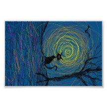 spooky cat in woods photo print