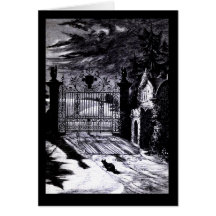 Spooky Graveyard Scene Halloween Card