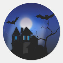 Spooky Halloween Haunted House with Bats Sticker