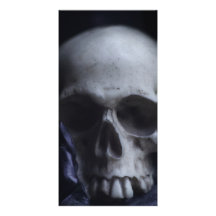 Spooky Human Skull Grim Black White Photography Customized Photo Card