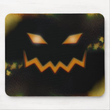 Spooky Jack O Lantern Face Blk Original Orange Mouse Mats