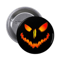 Spooky Jack O Lantern Face Pinback Buttons