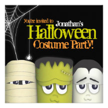 Spooky Monster & Friends Halloween Costume Party Personalized Announcement