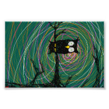 spooky owl in woods photo art