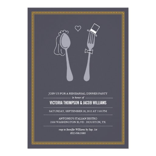 Spoon Hearts Fork Rehearsal Dinner Invitations