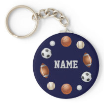 Sports World Personalised Keychain - Blue