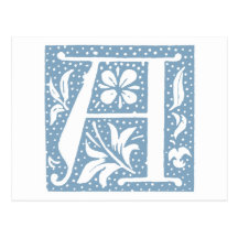 Spotted Blue Letter A Monogram Postcards