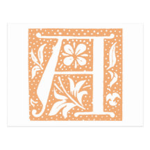 Spotted Orange Letter A Monogram Postcards