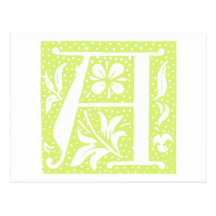 Spotted Pale Green Letter A Monogram Post Cards