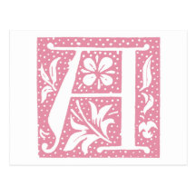 Spotted Raspberry Letter A Monogram Post Card
