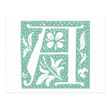 Spotted Seafoam Green Letter A Monogram Post Cards