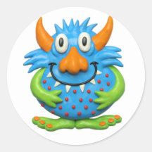 Spotted Yellow Monster Round Stickers