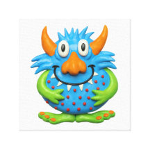 Spotted Yellow Monster Stretched Canvas Print