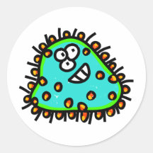 Spotty Cartoon Germ Round Stickers