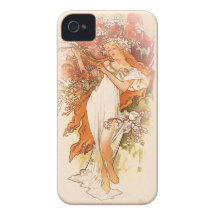 Spring - Alphonse Mucha Art Nouveau iPhone 4 Cases