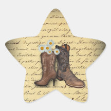 Spring Cowboy Boots Western Country Wedding Stickers