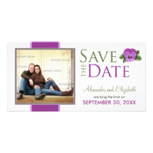 Spring Floral Pansies Save the Date Announcement Photo Greeting Card