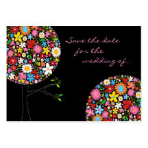 Spring Flower Pop Tree Mini Save Date Profile Card Business Card
