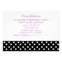 Spring Flowers and Polka Dot Party Invitations