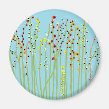 "SPRING FLOWERS" Blue Collection Refrigerator Magnets