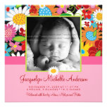 Spring Flowers Garden Baby Girl Birth Announcement