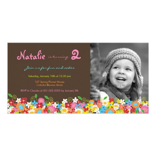 Spring Flowers Garden Birthday Invite Photo Card