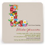 Spring Flowers Monogram Chic Bridal Shower Invite invitations
