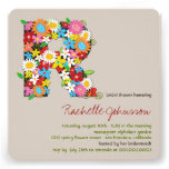 Spring Flowers Monogram Chic Bridal Shower Invite