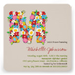 Spring Flowers Monogram Chic Bridal Shower Invite