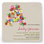 Spring Flowers Monogram Chic Bridal Shower Invite