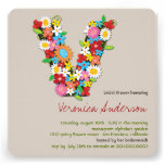 Spring Flowers Monogram Chic Bridal Shower Invite invitations