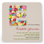 Spring Flowers Monogram Chic Bridal Shower Invite