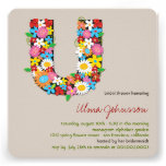Spring Flowers Monogram Chic Bridal Shower Invite invitations