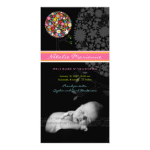 Spring Flowers Pop Tree Baby Birth Announcement Photo Greeting Card