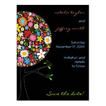 Spring Flowers Pop Tree Save-the-Date Postcard