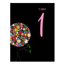 Spring Flowers Pop Tree Table Number Postcard