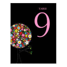 Spring Flowers Pop Tree Table Number Postcard
