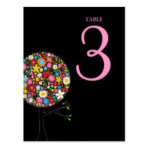 Spring Flowers Pop Tree Table Number Postcard