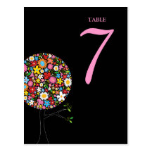 Spring Flowers Pop Tree Table Number Postcard